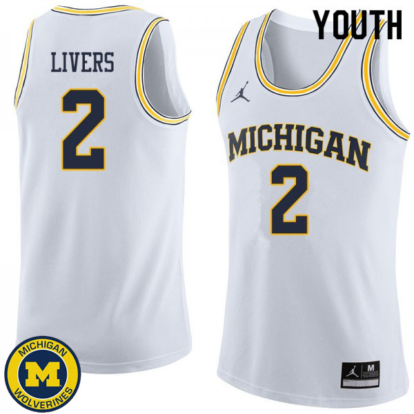 Youth Michigan Wolverines #2 Isaiah Livers White University Basketball Jersey